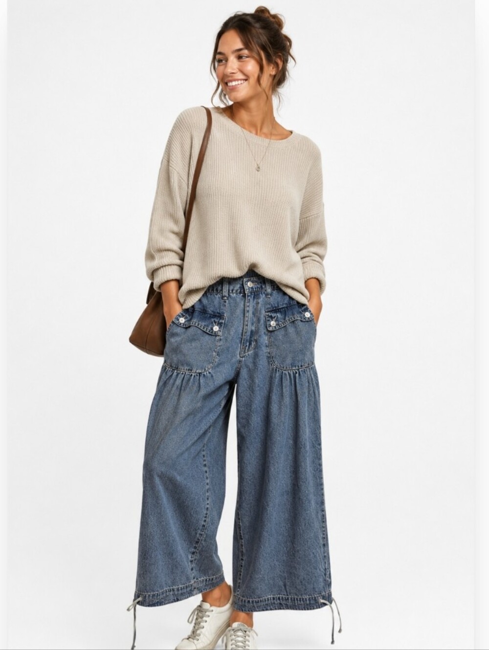 Yoeasy Wide Leg Utility Pants NWT Medium Cinch hem if you'd like